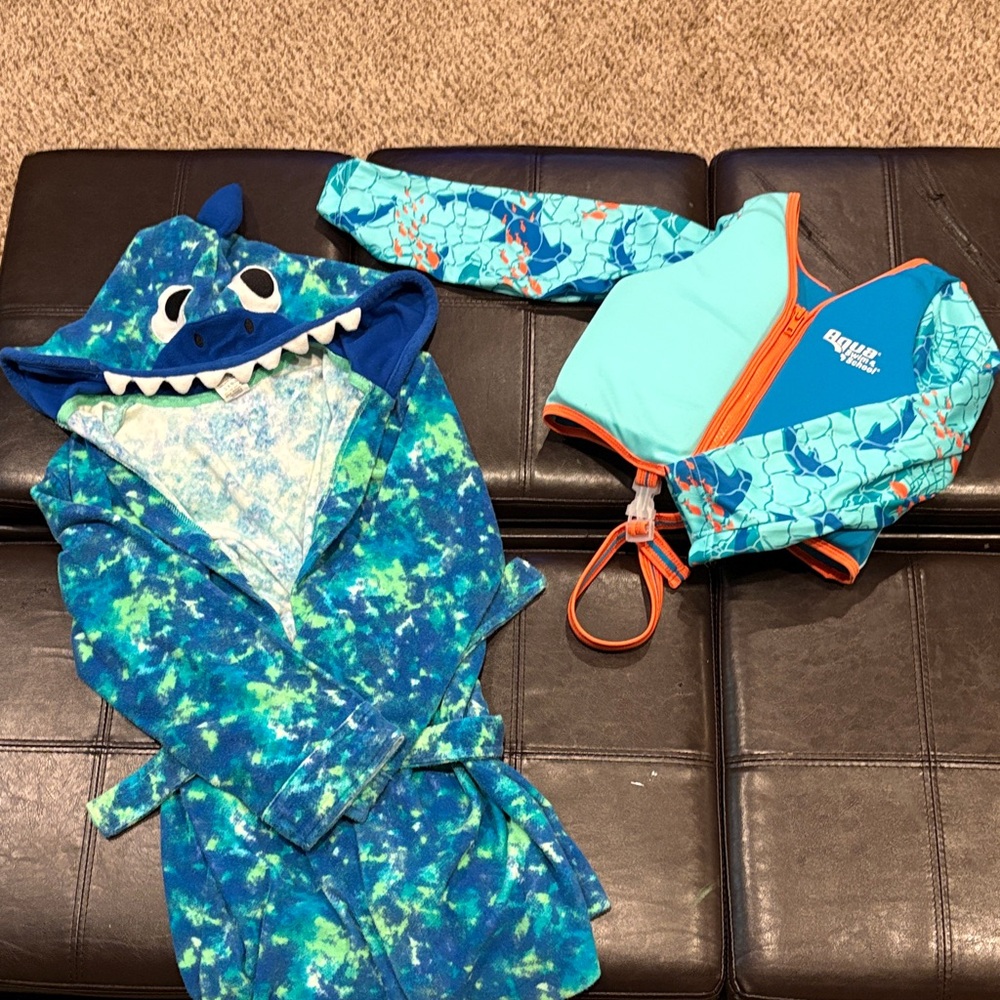 Hooded towel cover up/robe and life vest bundle